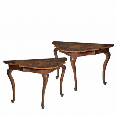 Pair of console tables in walnut and burl Modena - Ferrara Sec XVIII