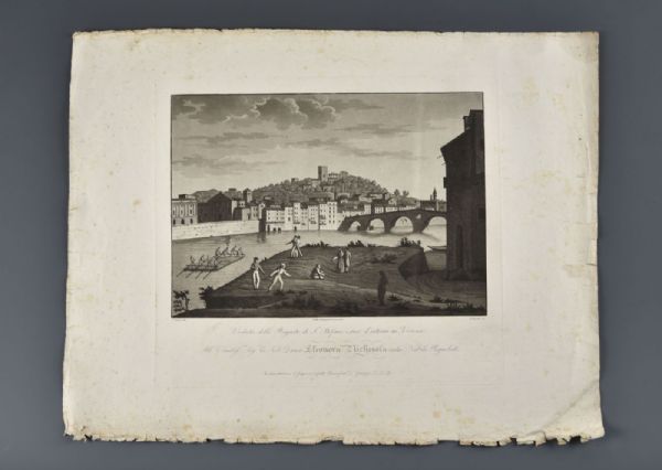 Bennassuti Giuseppe « Vue des rives de Santo Stefano et de ses environs à Vérone » 1825