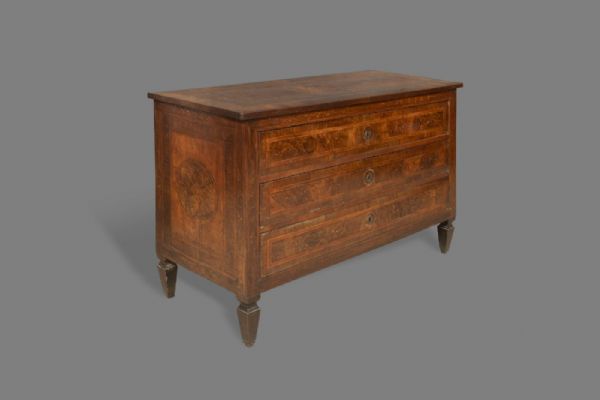 Commode marquetée, Rolo fin XVIIIe siècle