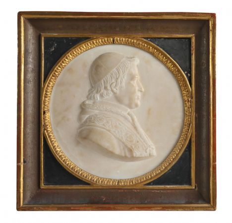 Marble bas-relief depicting Pope Pius IX