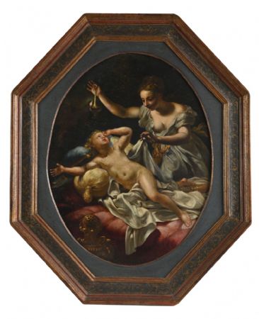 Psyché dévoile Amour, Maître italien du XVIIe siècle (Bologne-Rome)