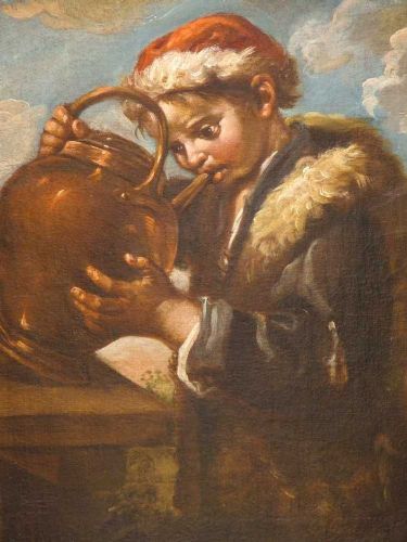 Pintura de jovem com garrafa, autor Bernard Keil